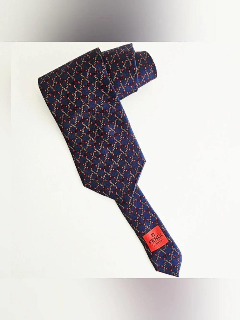 Fendi Navy Blue Silk Neck Tie